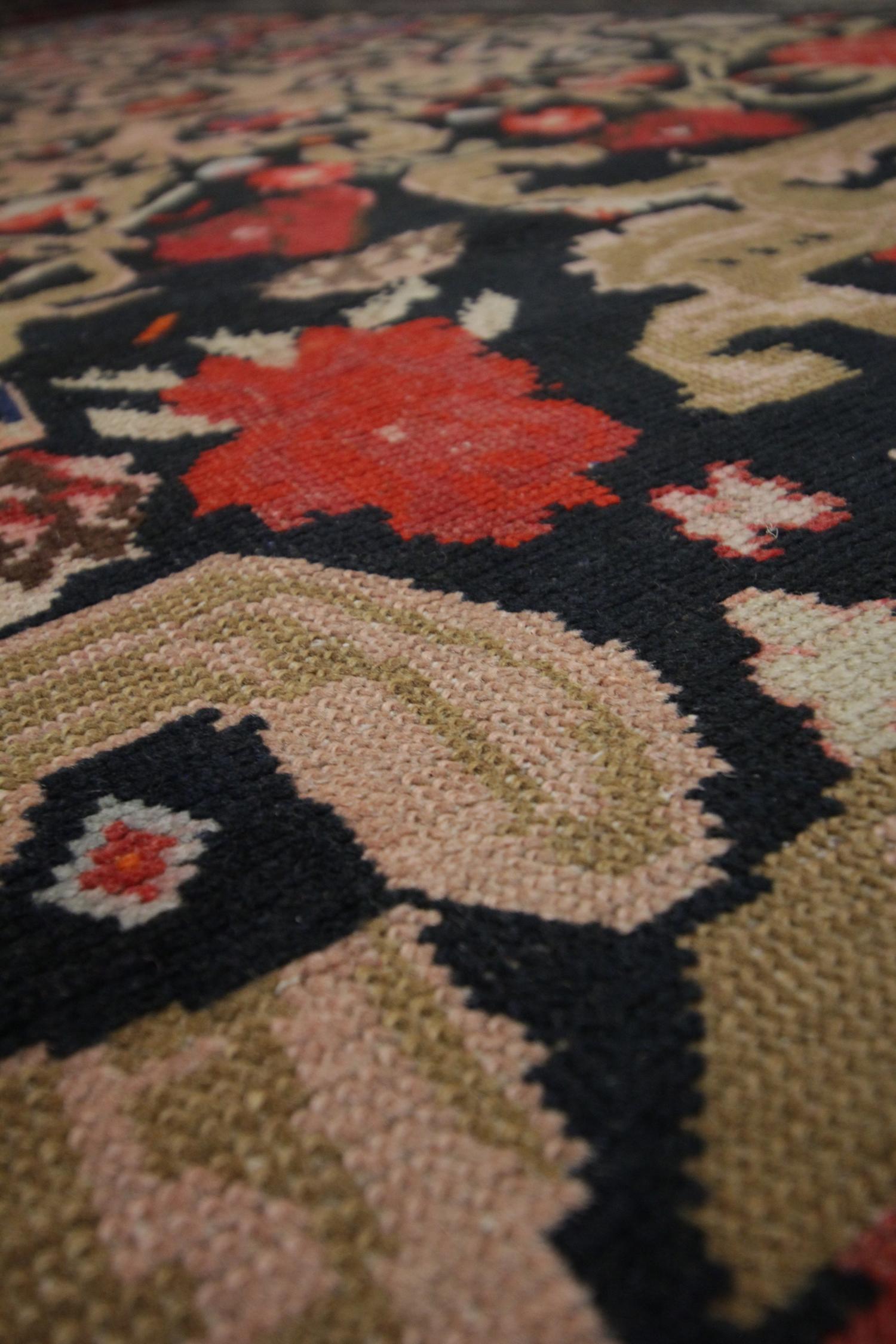 Hand-Knotted Handwoven Rare Antique Runner Rug Long Caucasian Karabagh Wool Carpet For Sale