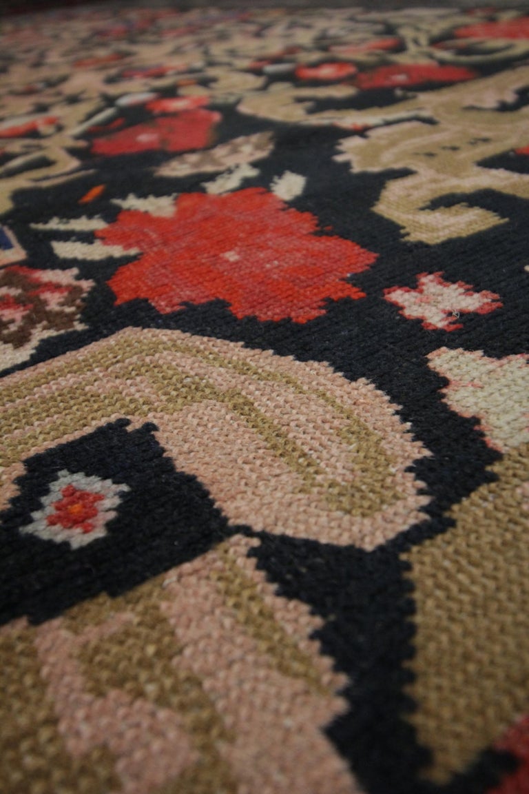 Hand-Woven Handwoven Rare Antique Runner Rug Long Caucasian Wool Carpet For Sale