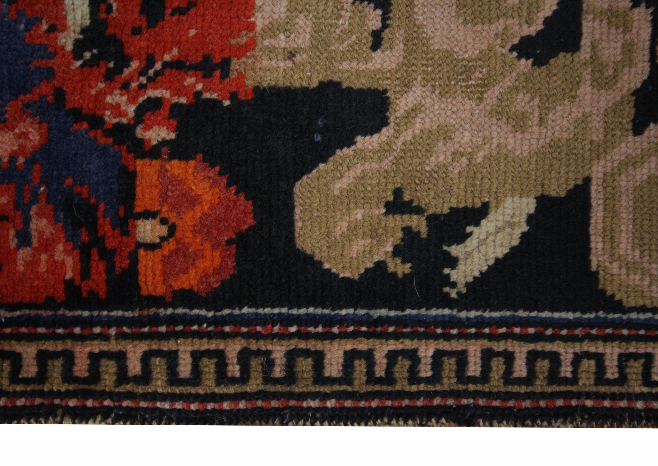 Handwoven Rare Antique Runner Rug Long Caucasian Karabagh Wool Carpet In Excellent Condition For Sale In Hampshire, GB