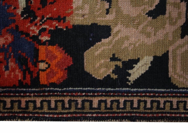Handwoven Rare Antique Runner Rug Long Caucasian Wool Carpet In Excellent Condition For Sale In Hampshire, SO51 8BY