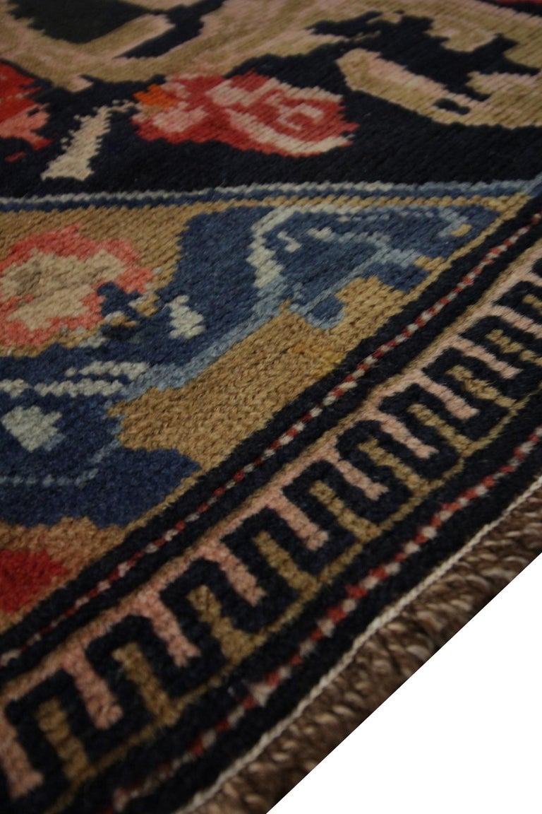 Handwoven Rare Antique Runner Rug Long Caucasian Wool Carpet For Sale 1