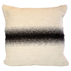 Handwoven Recycled Cotton Black Ombre Stripe Throw Pillow, in Stock
