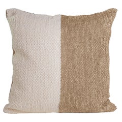 Handwoven Recycled Cotton Camel Color Block Throw Pillow, in Stock