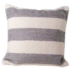 Handwoven Recycled Cotton Gray Bold Stripe Throw Pillow, in Stock