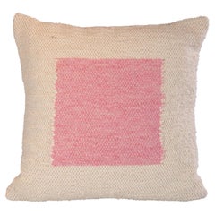 Handwoven Recycled Cotton Pink Square Throw Pillow, in Stock