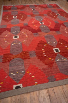 Handwoven Red Scandinavian Design Flatweave Rug
