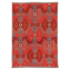 Handwoven Red Scandinavian Design Flatweave Rug