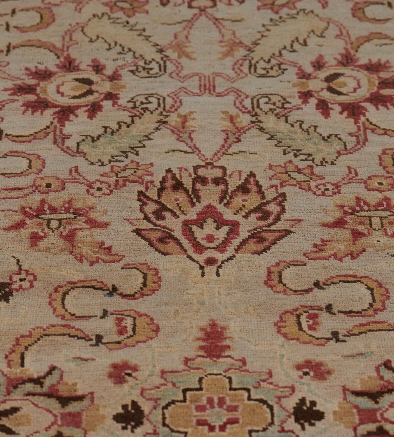 Hand-Knotted Handwoven Revival Agra Style Wool Rug For Sale