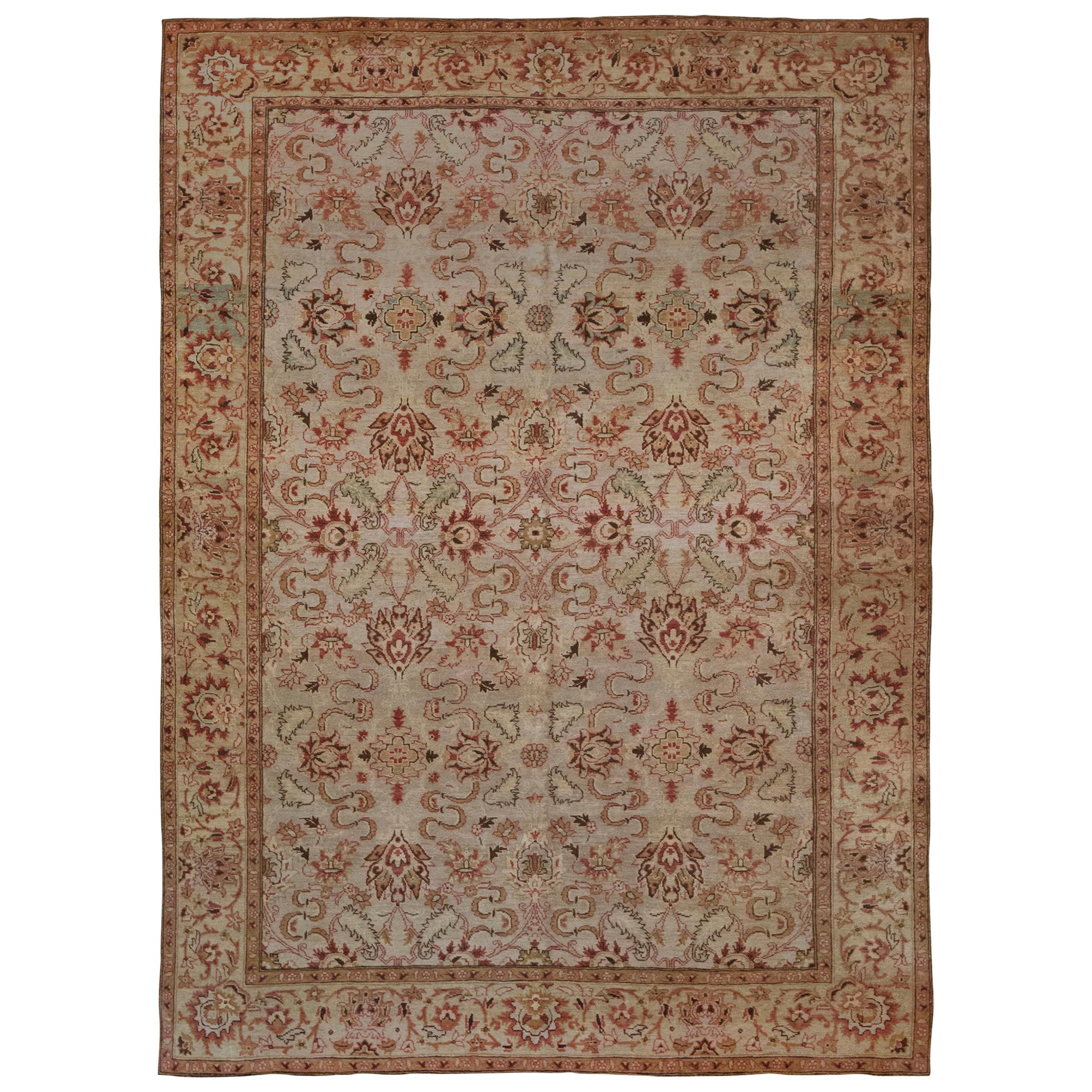 Tapis en laine néo-baroque tissé à la main de style Agra