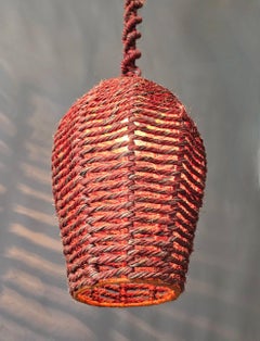Handgewebte Pendelleuchte aus Naturfasern