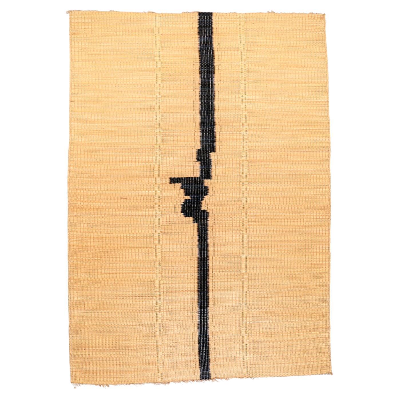 Handmade Rug in Natural Fiber with Striped Oriental Design La Fibre Artisanale