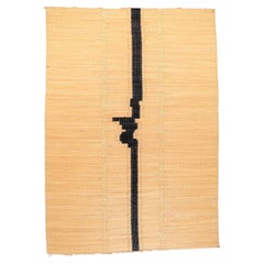 Handmade Rug in Natural Fiber with Striped Oriental Design La Fibre Artisanale