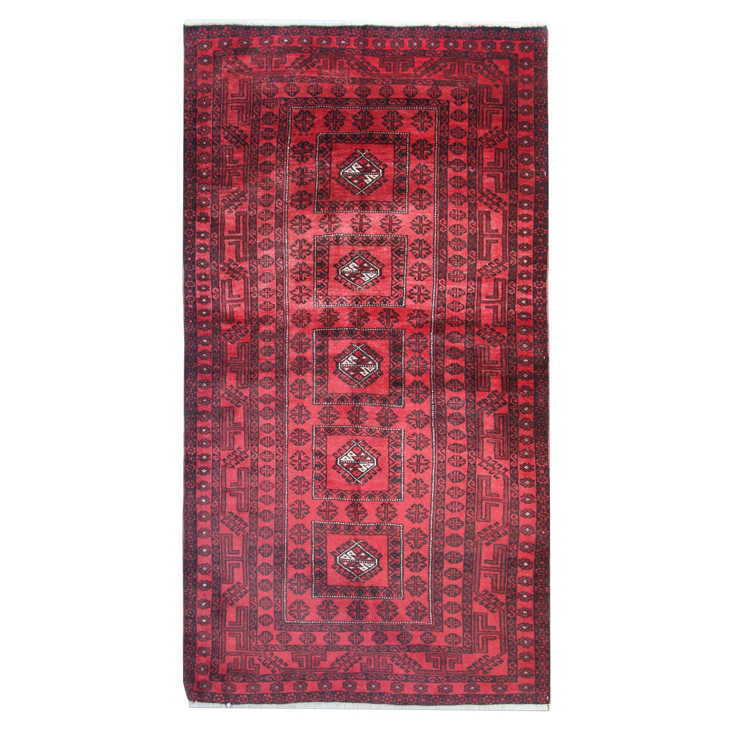 Handwoven Rug Oriental Afghan Carpet Red Wool Area Rug