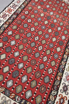 Alfombra Tejida a Mano Oriental Kilim Geométrica Rojo Lana Alfombra Tejida Plana Rayas