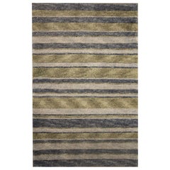 Tapis tissé à la main, petit tapis moderne à rayures grises, tapis de porte en laine