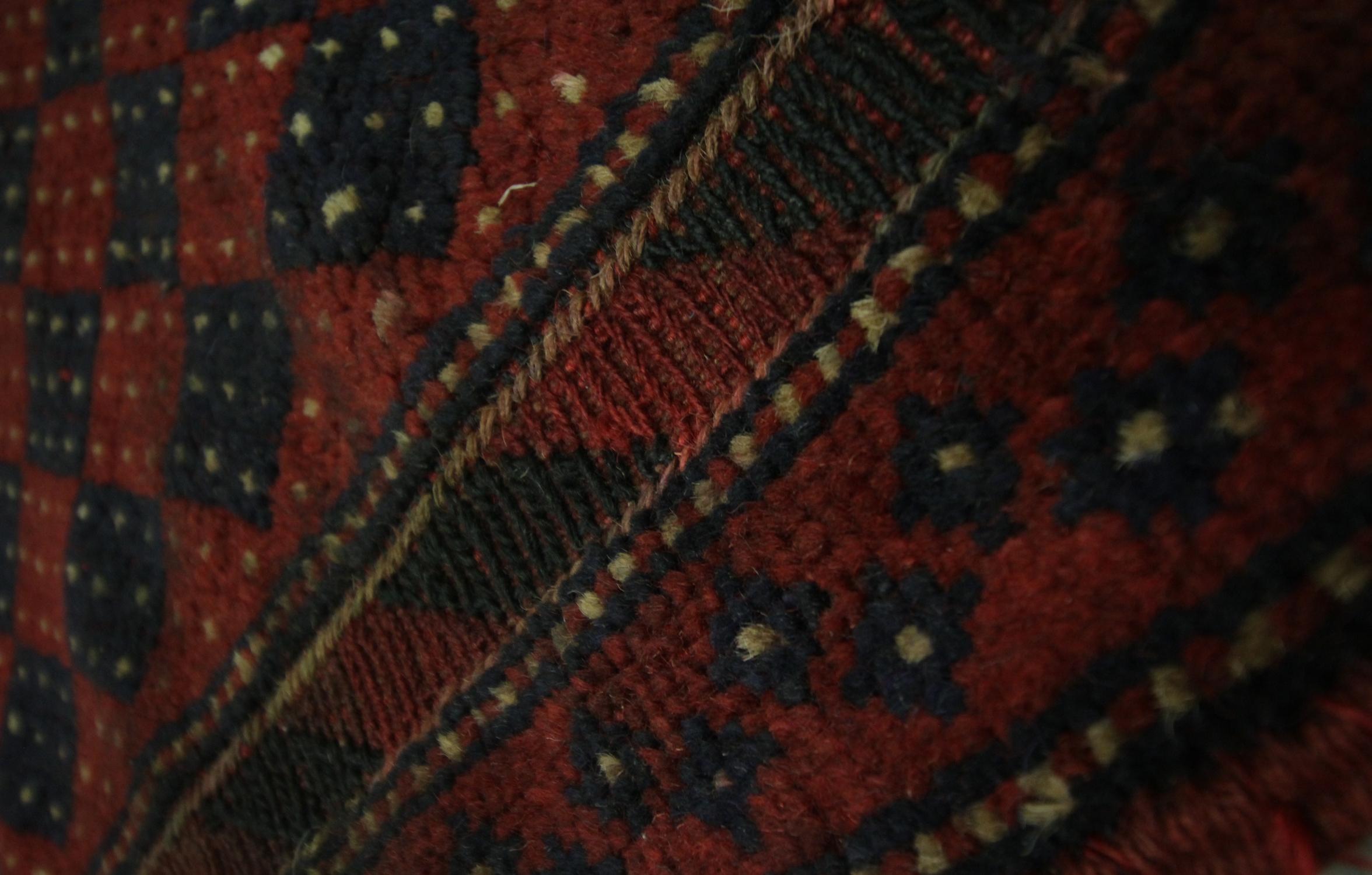 Handwoven Runner Oriental Rug, Rustic Traditional Red Wool Carpet 1