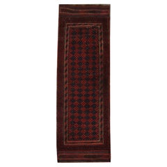 Handwoven Runner Oriental Rug, Rustic Traditional Red Wool Carpet