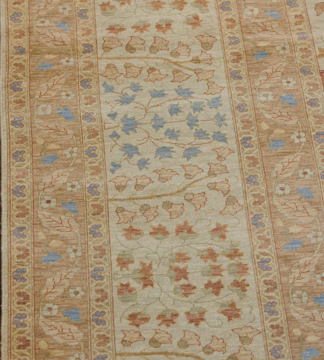 Contemporary Handwoven Sandy-Yellow Revival Tabriz Wool Rug For Sale