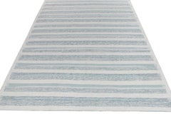 Rug & Kilim's Handwoven Scandinavian Flat Weave in Blue Stripe Pattern