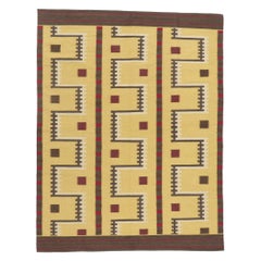 Tapis tissé à la main d'inspiration suédoise moderne, 07'11 x 10'03