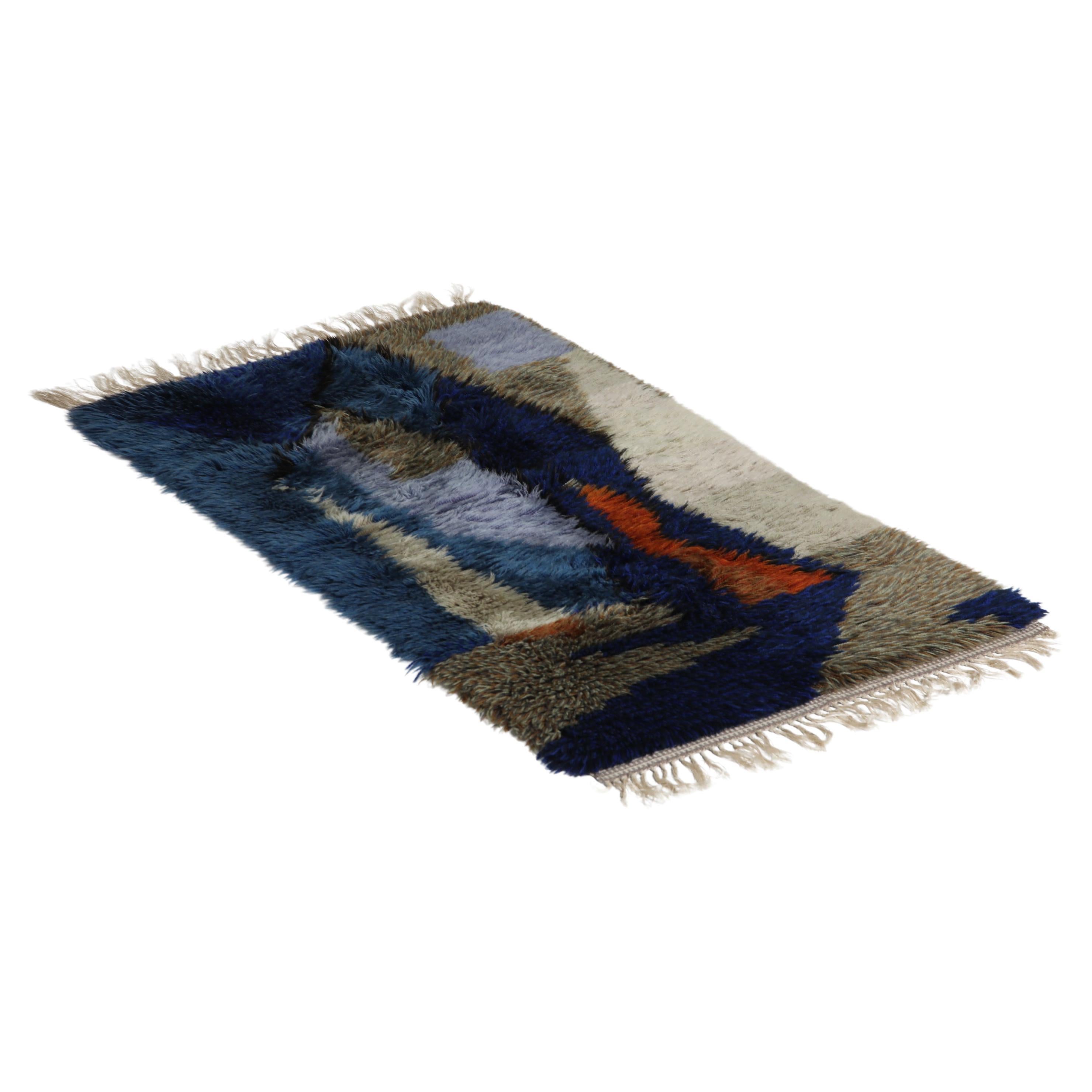 Tappeto Rya scandinavo intrecciato a mano, anni
70