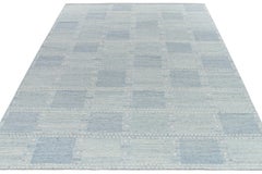 Handwoven Scandinavian Style flat weave in Blue Geometric Pattern by Rug & Kilim