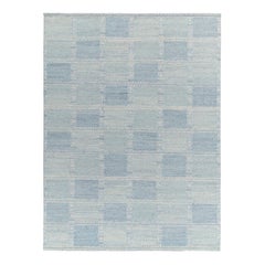 Handwoven Scandinavian Style flat weave in Blue Geometric Pattern by Rug & Kilim