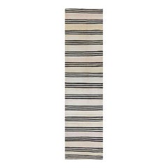 Handwoven Scandinavian Style Kilim Runner Rug, Wool Flatweave Carpet 3'0" x 12'7