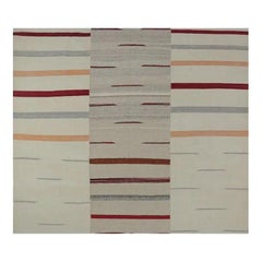 Tapis de sol kilim persan de style scandinave, tissé à la main, à tissage plat, 6'5" x 7'4"