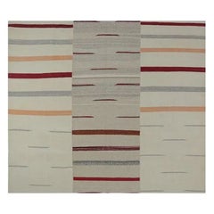 Tapis de sol kilim persan de style scandinave, tissé à la main, à tissage plat, 6'5" x 7'4"