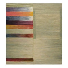 Tapis en laine persane de style scandinave, tissé à la main, motif géométrique, 6'1" x 6'8"