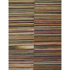 Handwoven Scandinavian Style Wool Kilim Rug, Geometric Flatweave Rug 5'3 x 6'9"