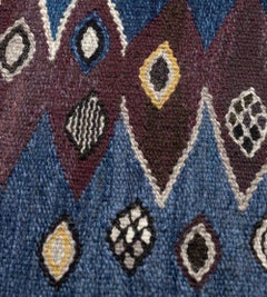 Handwoven Signed Swedish Mid-Century Wool Rug