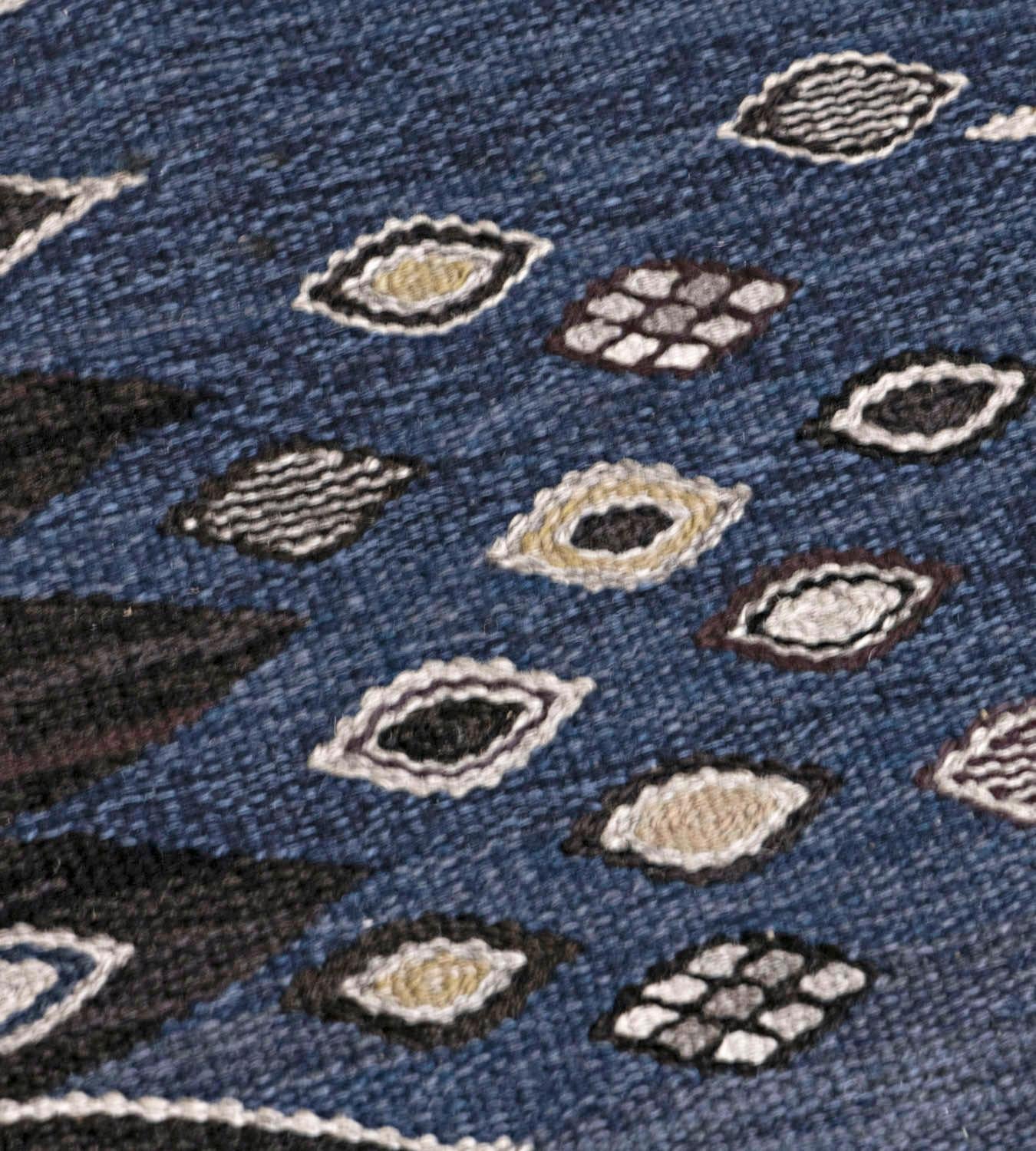 Handwoven Signed Swedish Mid-Century Wool Rug 1