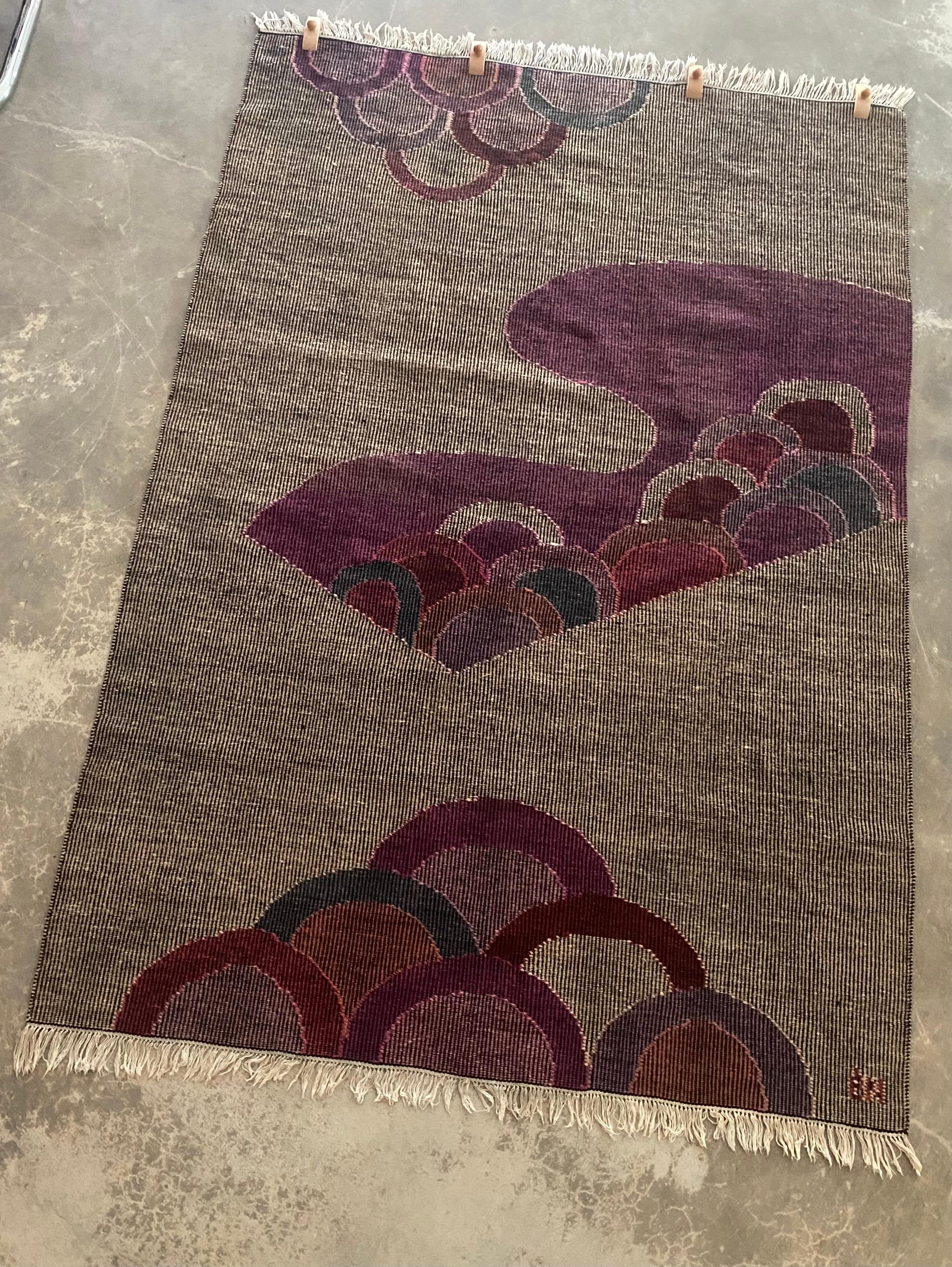 Tapisserie en laine signée tissée à la main en vente 1