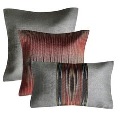 Handwoven Silk Black Ikat Motif Cushion Set