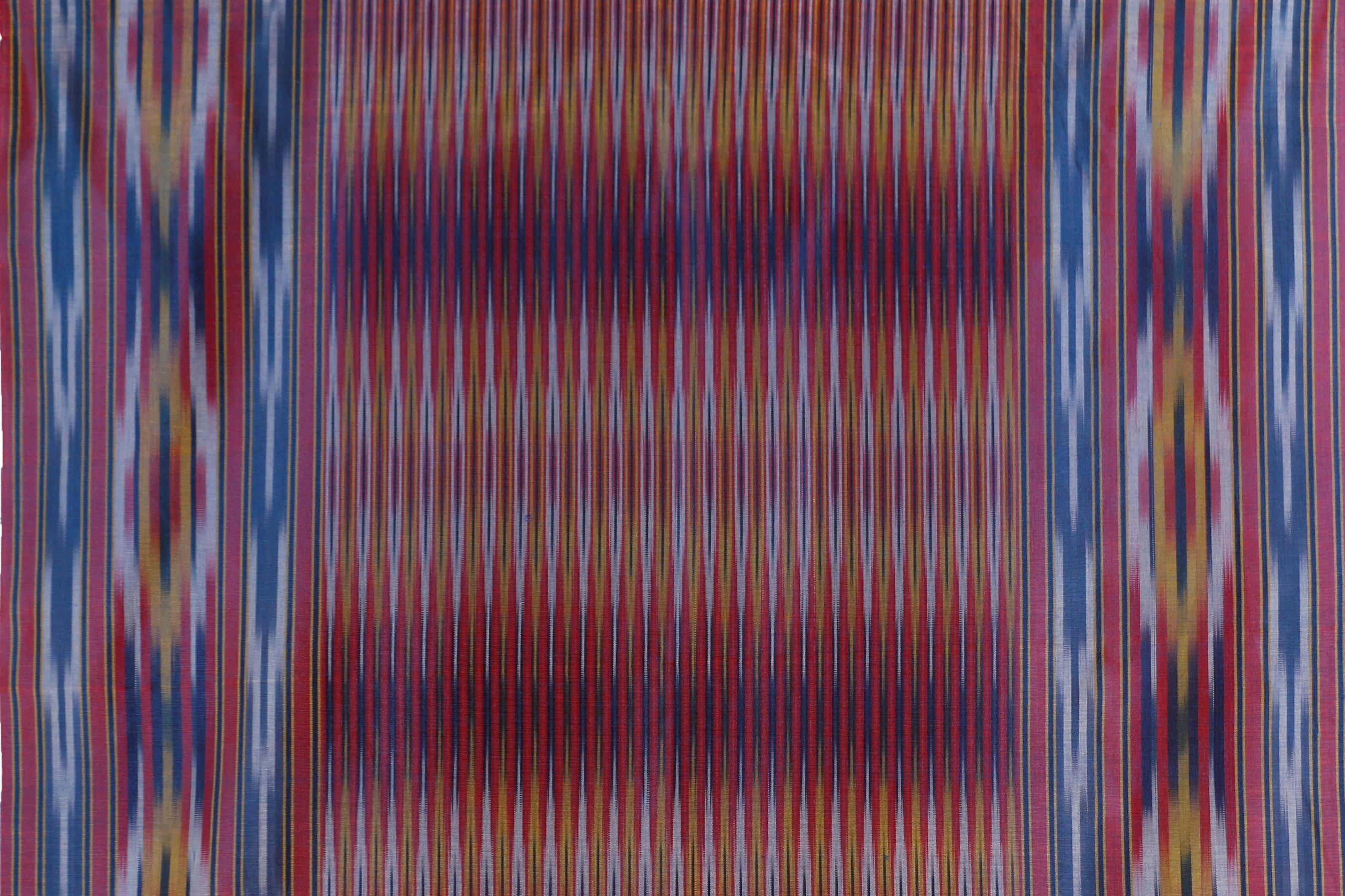 Fait main Set de coussins en soie tissée à la main, motif Ikat bleu en vente