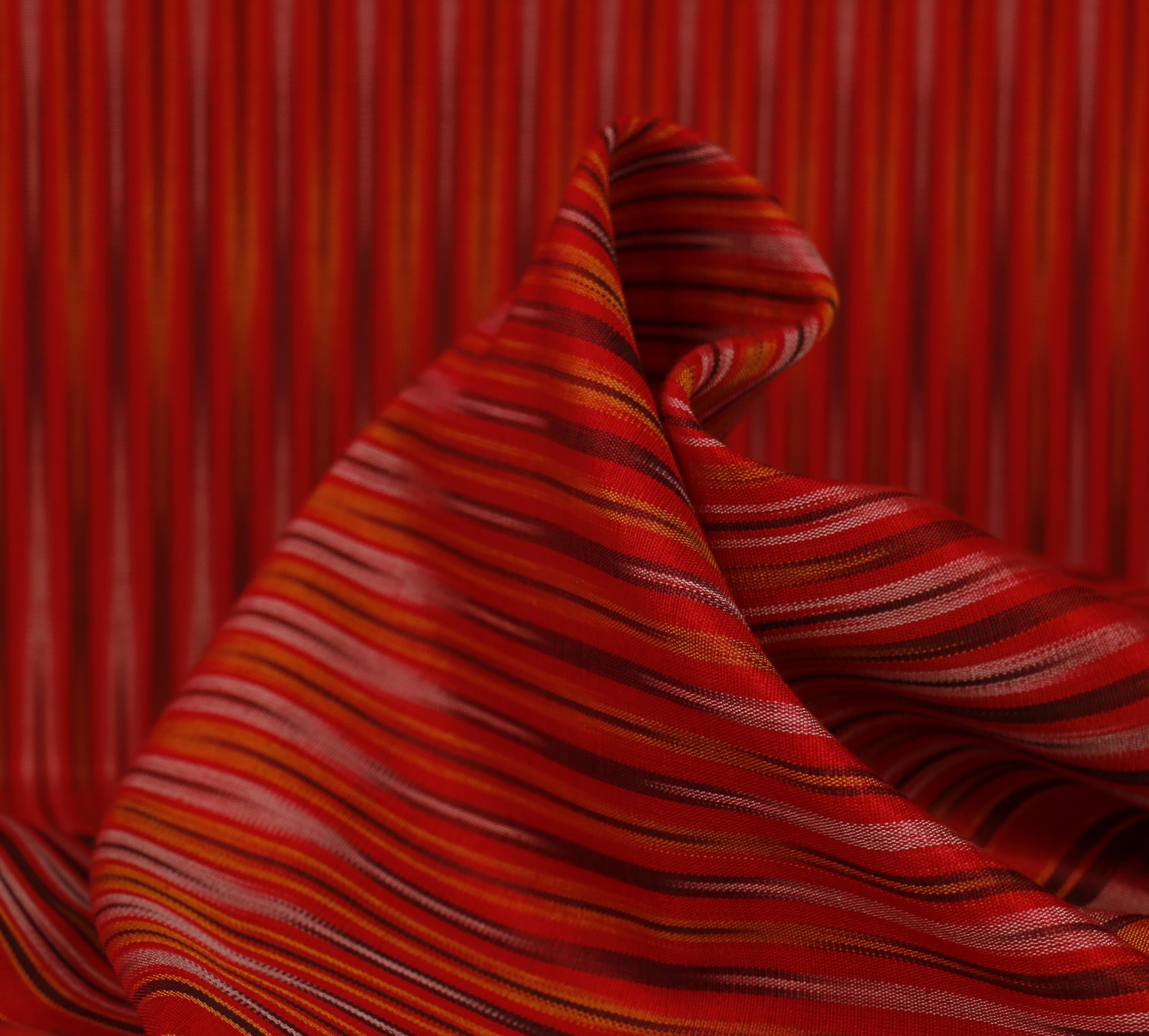 Hand-Crafted Handwoven Silk Red Ikat Motif Cushion Set For Sale