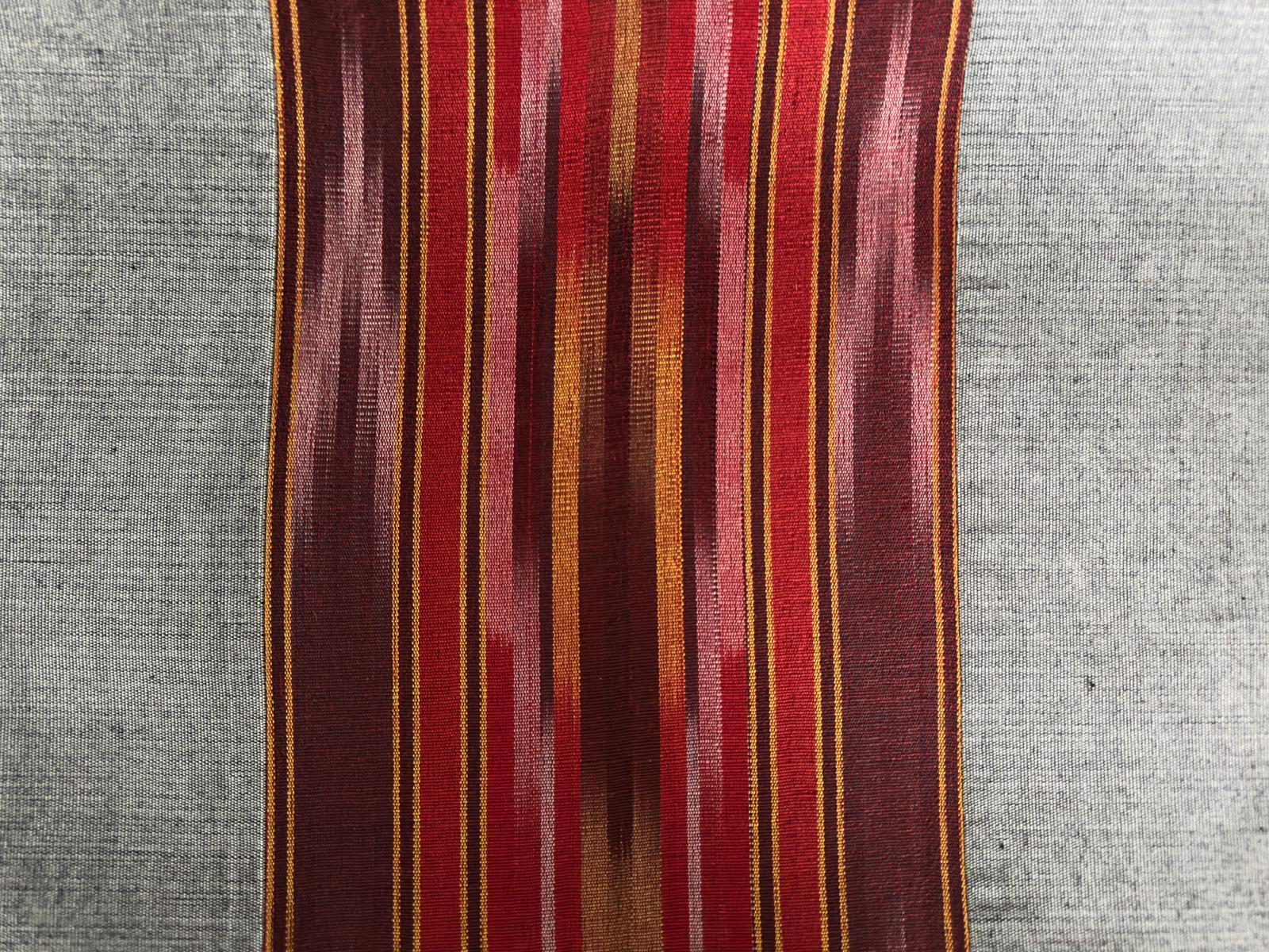 Contemporary Handwoven Silk Red Ikat Motif Cushion Set For Sale