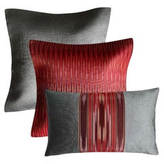 Handwoven Silk Red Ikat Motif Cushion Set