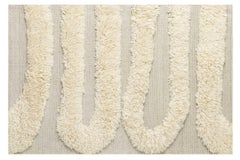 Handwoven Snake Rya Wool Rug White Large