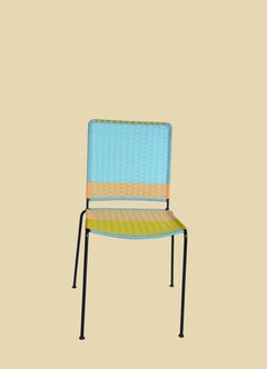 Handwoven Stackable Chair, Reclaimed Steel Frame, African Design