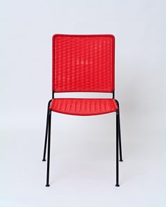 Handwoven Stackable Chair, Reclaimed Steel Frame, African Design