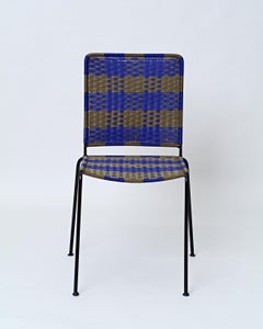 Handwoven Stackable Chair, Reclaimed Steel Frame, African Design