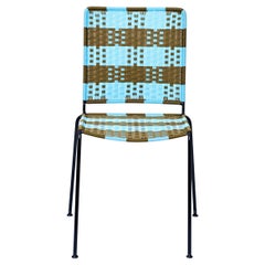 Handwoven Stackable Chair, Reclaimed Steel Frame, African Design
