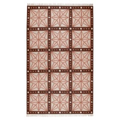 Handwoven Star Tassel Rug, 9' x 12', Bisque Pink, Chocolate Brown and Eggshell