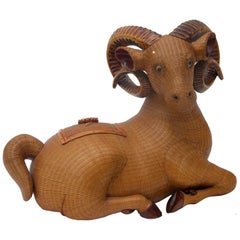 Handwoven Straw Figure of a Reclining Ram