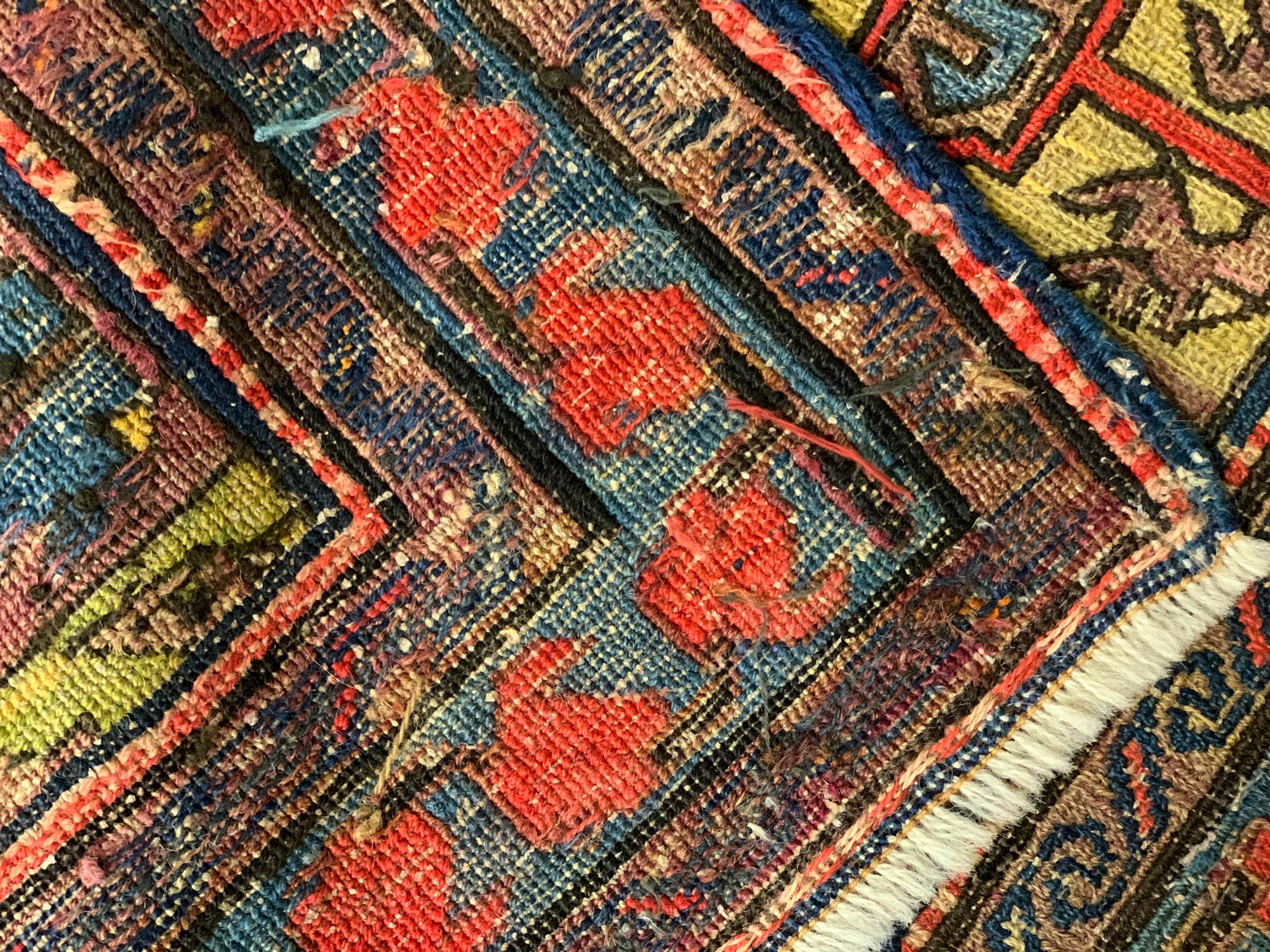 Handwoven Sumakh Kilims Caucasian Antique Carpet Rust Wool Area Rug For Sale 1