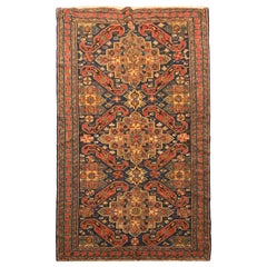 Handgewebter kaukasischer antiker handgewebter Teppich aus rostfarbener Wolle mit Kelims-Muster aus Kaschmir