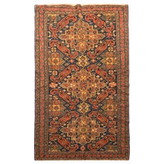 Tapis caucasien ancien en laine rouille Sumakh Kilims tissé à la main